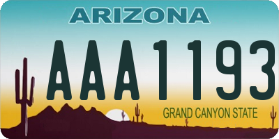 AZ license plate AAA1193