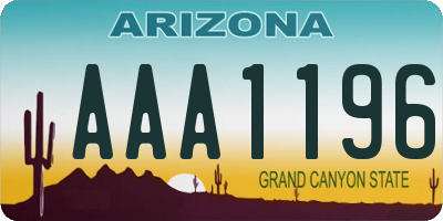 AZ license plate AAA1196