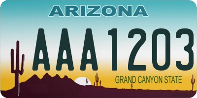 AZ license plate AAA1203