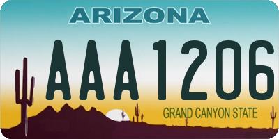 AZ license plate AAA1206