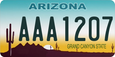 AZ license plate AAA1207