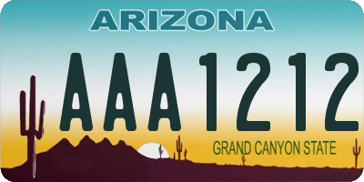 AZ license plate AAA1212