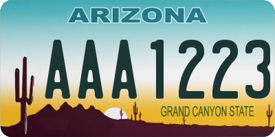 AZ license plate AAA1223