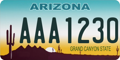 AZ license plate AAA1230