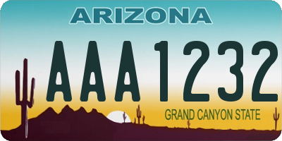 AZ license plate AAA1232
