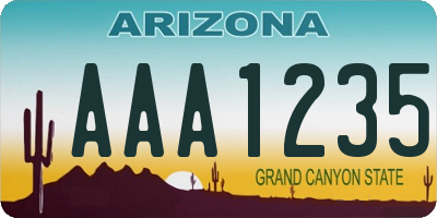 AZ license plate AAA1235