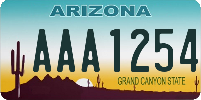 AZ license plate AAA1254