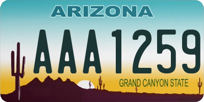 AZ license plate AAA1259