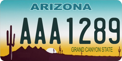 AZ license plate AAA1289