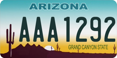 AZ license plate AAA1292