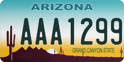 AZ license plate AAA1299