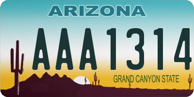 AZ license plate AAA1314