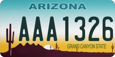 AZ license plate AAA1326