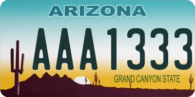 AZ license plate AAA1333