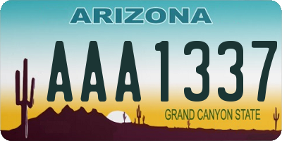 AZ license plate AAA1337