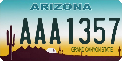 AZ license plate AAA1357