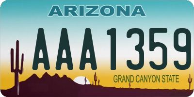 AZ license plate AAA1359