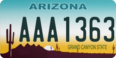 AZ license plate AAA1363