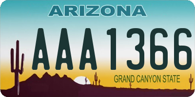 AZ license plate AAA1366