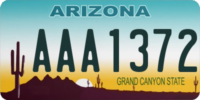 AZ license plate AAA1372