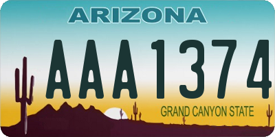 AZ license plate AAA1374