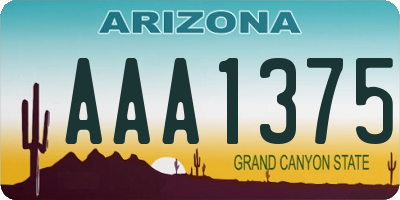 AZ license plate AAA1375