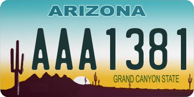 AZ license plate AAA1381