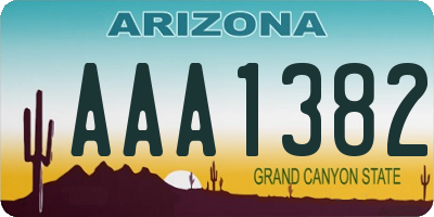 AZ license plate AAA1382