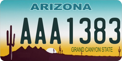 AZ license plate AAA1383