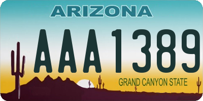 AZ license plate AAA1389