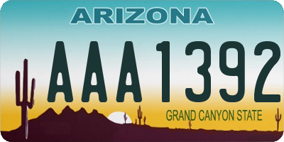 AZ license plate AAA1392