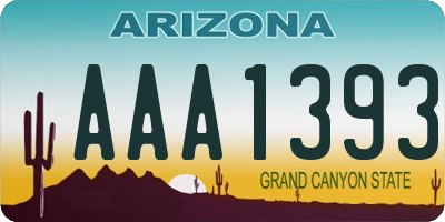 AZ license plate AAA1393