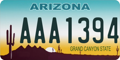 AZ license plate AAA1394