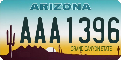 AZ license plate AAA1396