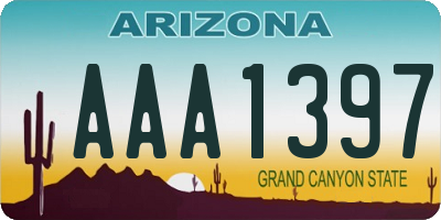 AZ license plate AAA1397