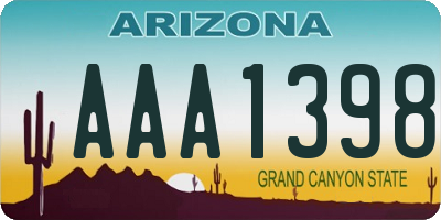 AZ license plate AAA1398