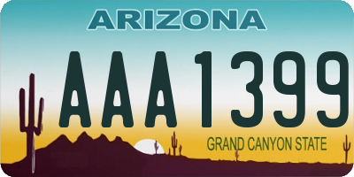 AZ license plate AAA1399