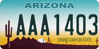 AZ license plate AAA1403