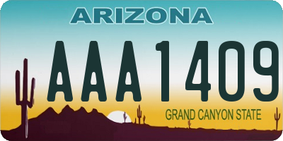 AZ license plate AAA1409