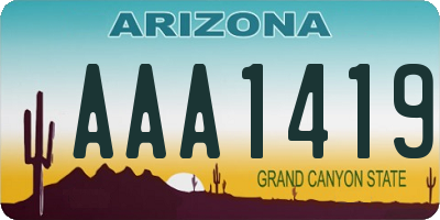 AZ license plate AAA1419