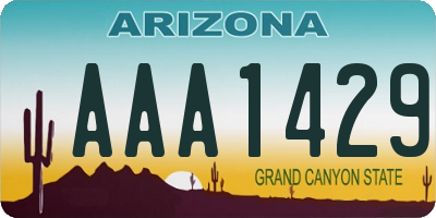 AZ license plate AAA1429