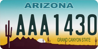 AZ license plate AAA1430