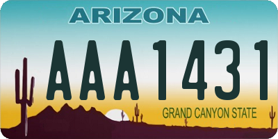 AZ license plate AAA1431
