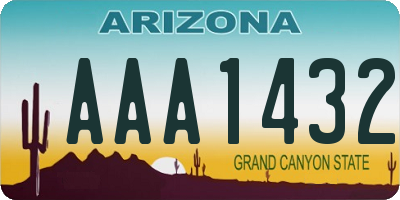 AZ license plate AAA1432