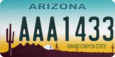 AZ license plate AAA1433