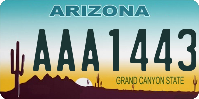 AZ license plate AAA1443