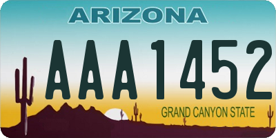 AZ license plate AAA1452