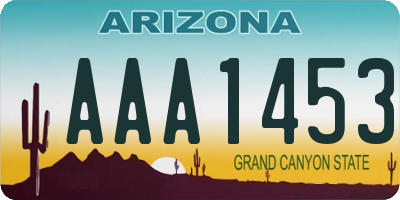 AZ license plate AAA1453