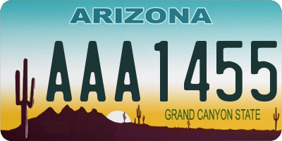 AZ license plate AAA1455