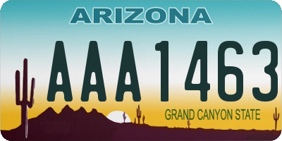 AZ license plate AAA1463